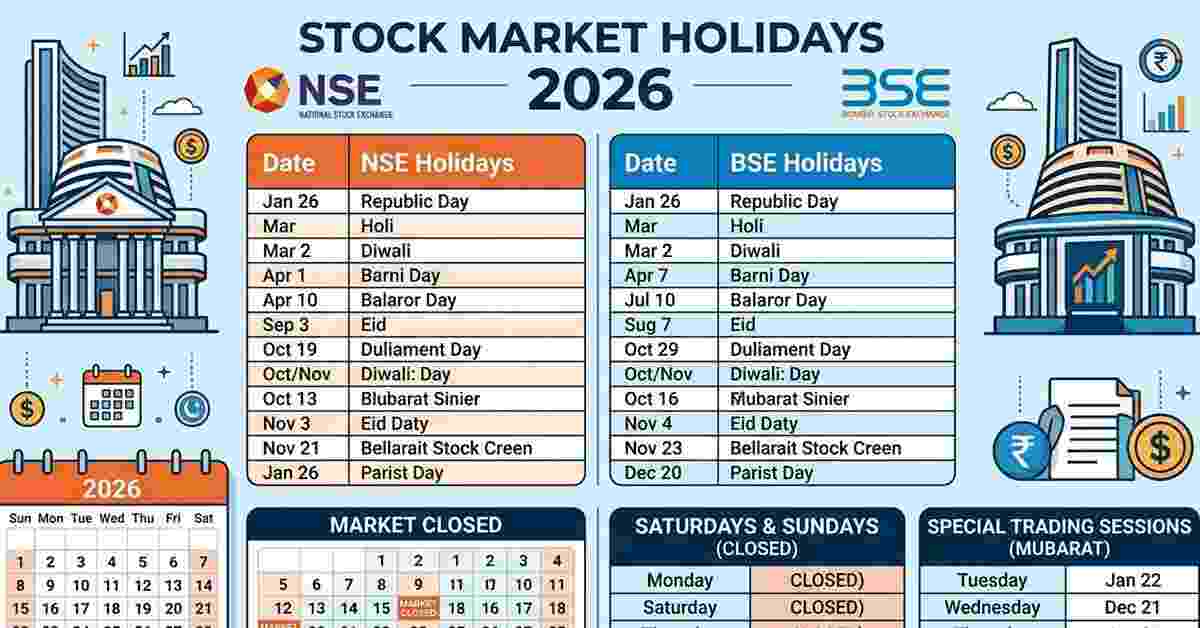 Stock Market Holidays 2026 Full Calendar NYSE, NASDAQ, NSE & BSE Trading Holidays